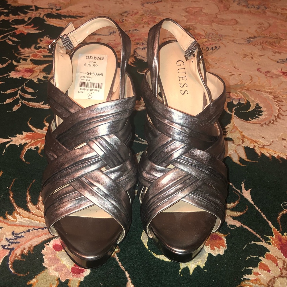 Guess Gray Metallic Heels